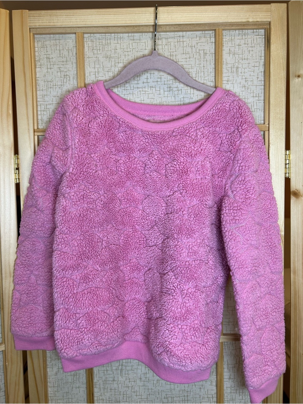 BCBGirls Pink Plush Sherpa Pullover Sweatshirt